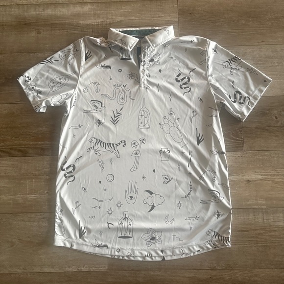 Swannies Other - Swannies Golf Polo Mens Large Gray Brock Doodle All Over Print Performance Shirt